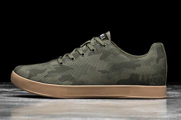 Men's Nobull Dark Forest Camo Canvas Trainers Olive | SG P2465J